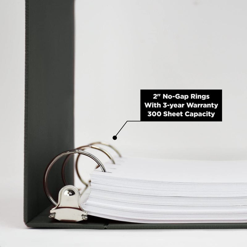 Carstens 2-Inch Heavy Duty 3-Ring Binder - Side Opening, Charcoal Gray, Durable Plastic, Precision No-Gap Rings, Waterproof Covers, No Pockets, Holds 300 Letter Sheets, BPA-Free, Made in USA (5821-3R) - Image 2
